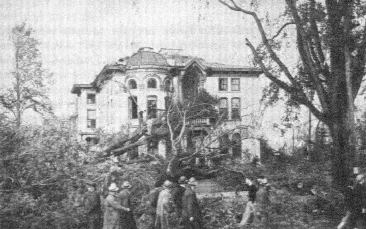 Hale building on the Keene State College campus was crushed by fallen trees during the hurricane in 1938, This photo is from Striving, a Keene State College book published in 1984 and written by James G. Smart. 