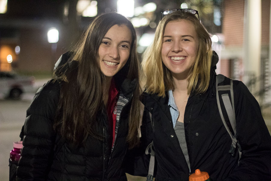 “I’m part of the Women’s Soccer and Track and Field teams, and I’m also in the Math Honors Society, Math Club and SAC which is the Student Athletic Advisory Committee.” - Nicole (Left) “I’m also on the soccer team. I’m part of the Honors Program. I’m a tour guide here and I’m part of… the honors society for Athletic Training.” - Rebecca (Right)